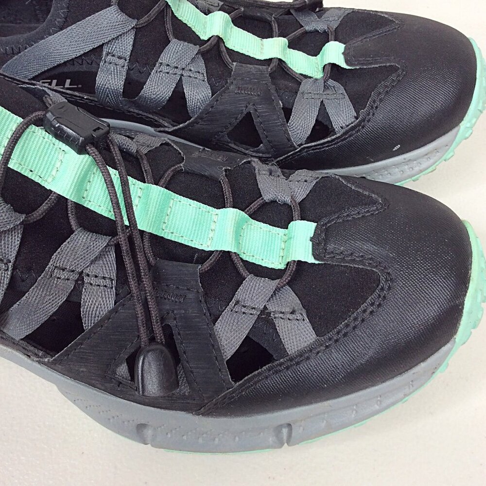 Merrell Hydrotrekker Sport Sandals Women's 9 Black & Mint Bungee Shoes Lace Up - Picture 2 of 10